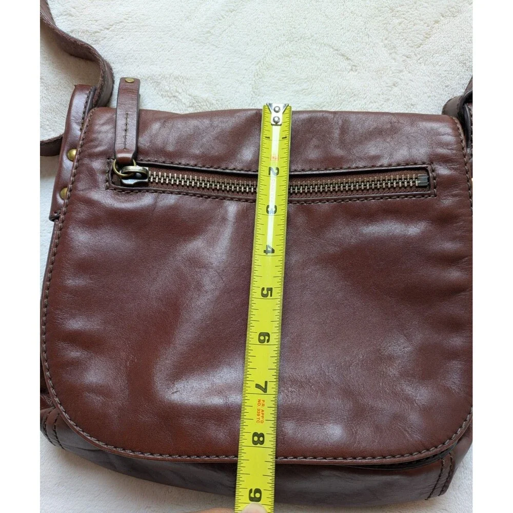 Fossil Brown Leather Saddle Crossbody Messenger Flap Bag